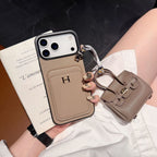 Hermes iPhone 17 Pro Max Case with AirPods Cover – Luxury Leather Designer Set White