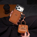 Hermes iPhone 17 Pro Max Case with AirPods Cover – Luxury Leather Designer Set White