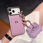 Hermes iPhone 17 Pro Max Case with AirPods Cover – Luxury Leather Designer Set White