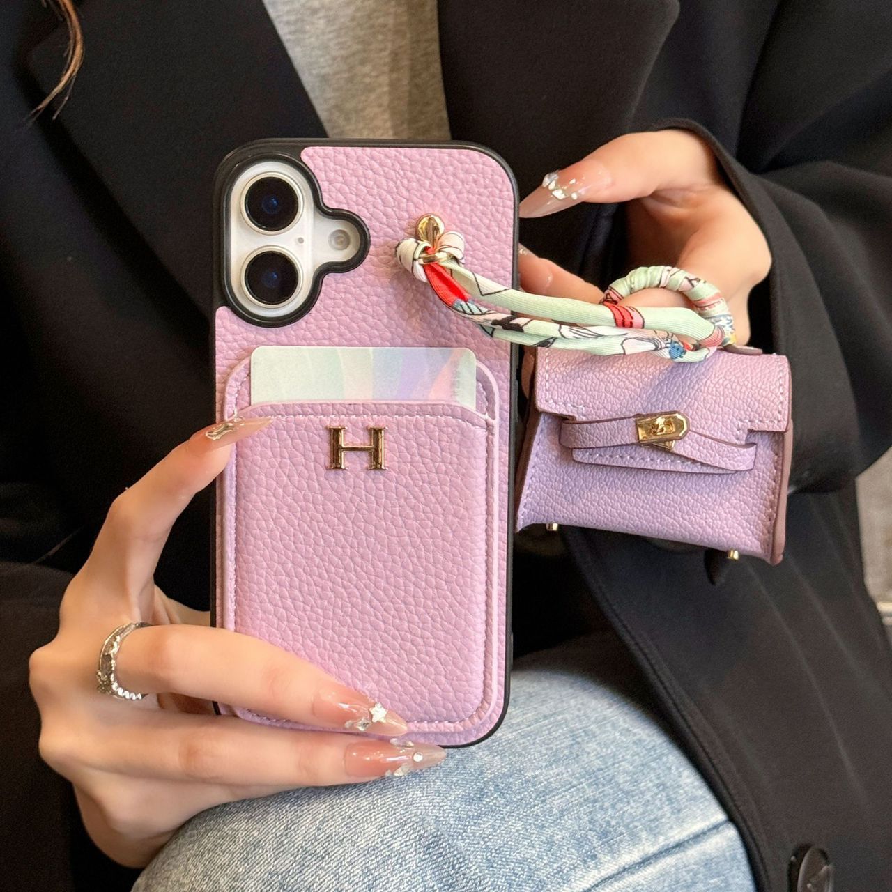 Hermes iPhone 17 Pro Max Case with AirPods Cover – Luxury Leather Designer Set