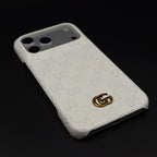 Luxury Gucci iPhone 17 Pro Max Case | GG Monogram Leather White