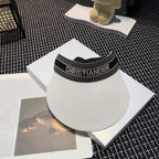 White Dior straw hat