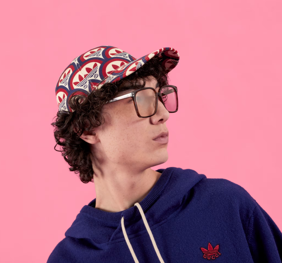 White Gucci Adidas baseball cap