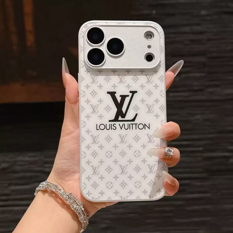 White Louis Vuitton designer phone case back view