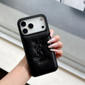 YSL iPhone 17 Pro Max leather case in black