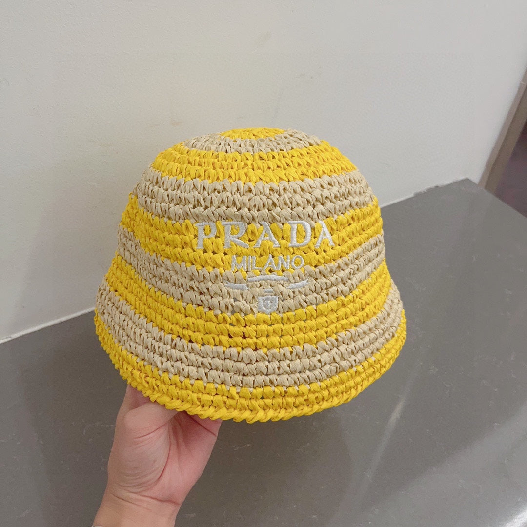 Yellow Prada raffia hat