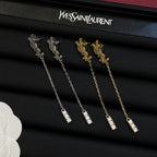 Metal Letters Crystal Long Earrings
