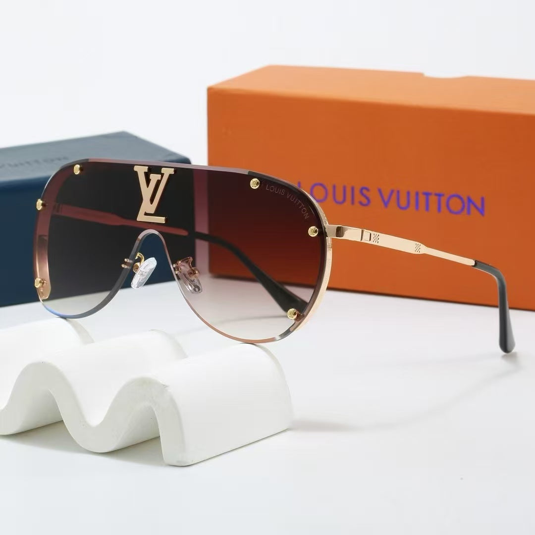 Oversized, integrated metal trendy sunglasses