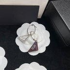 Triangle Logo Pendant Zircon Earrings