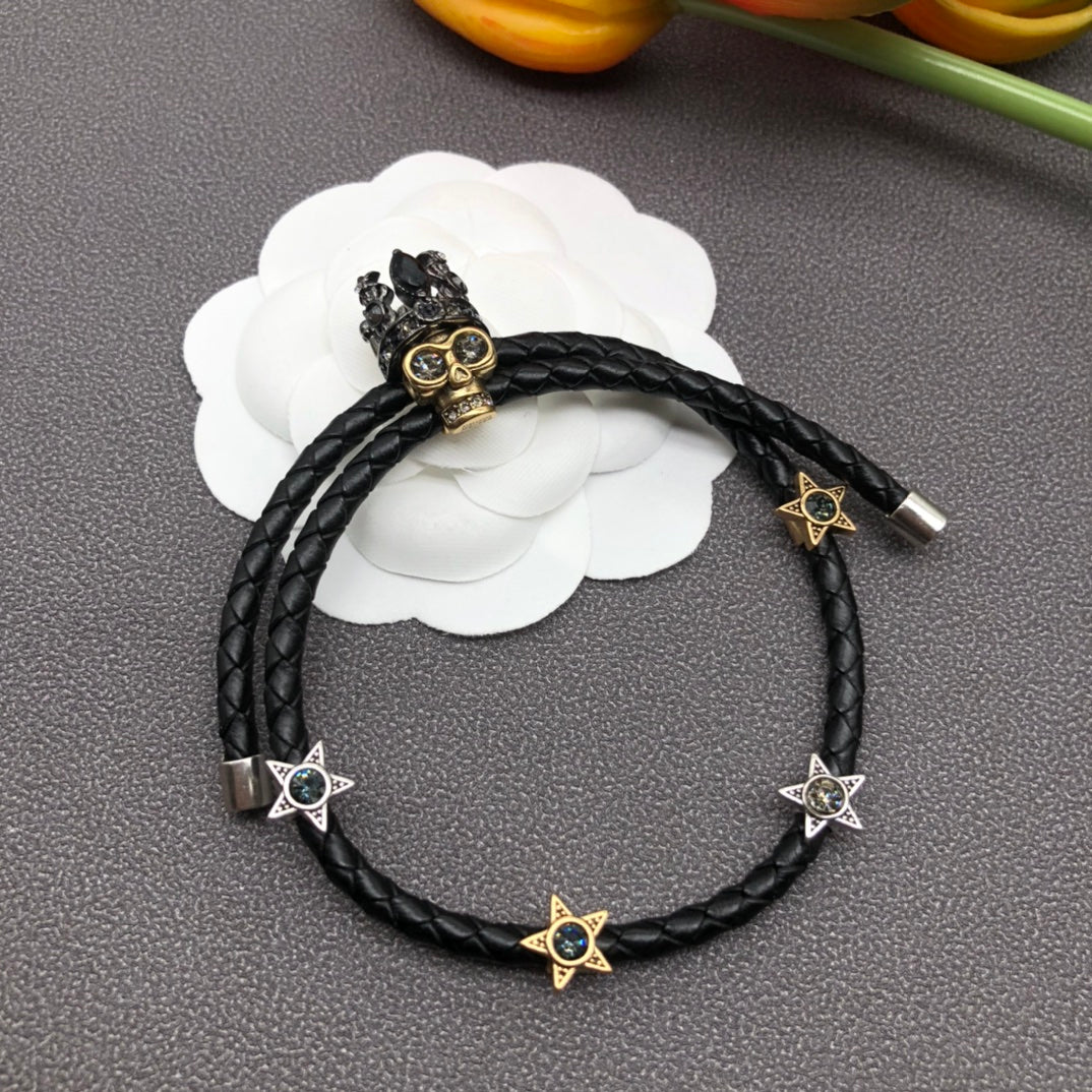 Alexander McQueen Skull Leather Adjustable Bracelet – Luxury Jewelry – product image 1