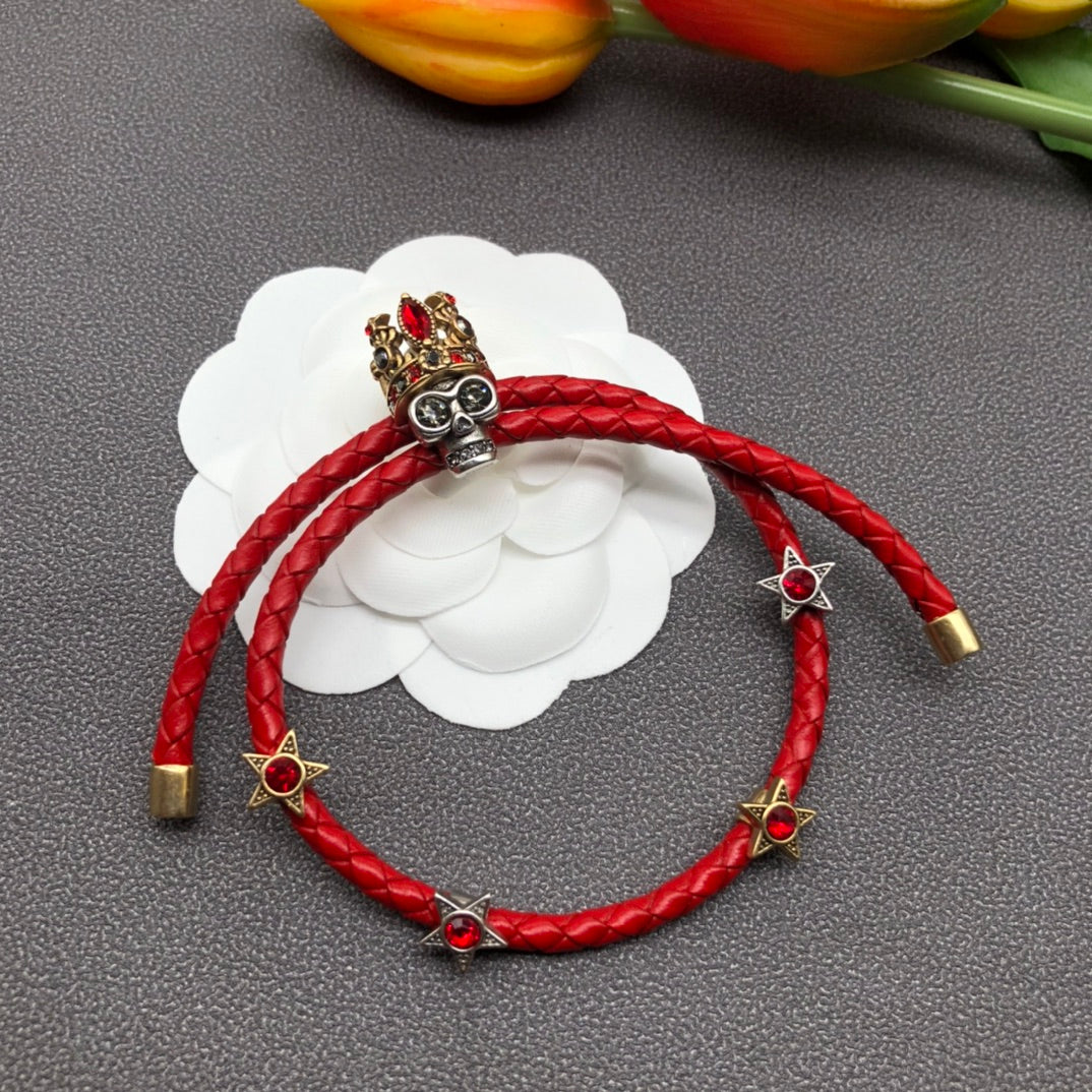 Alexander McQueen Skull Leather Adjustable Bracelet – Luxury Jewelry – product image 4