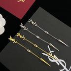 Temperament Long Chain Logo Earrings