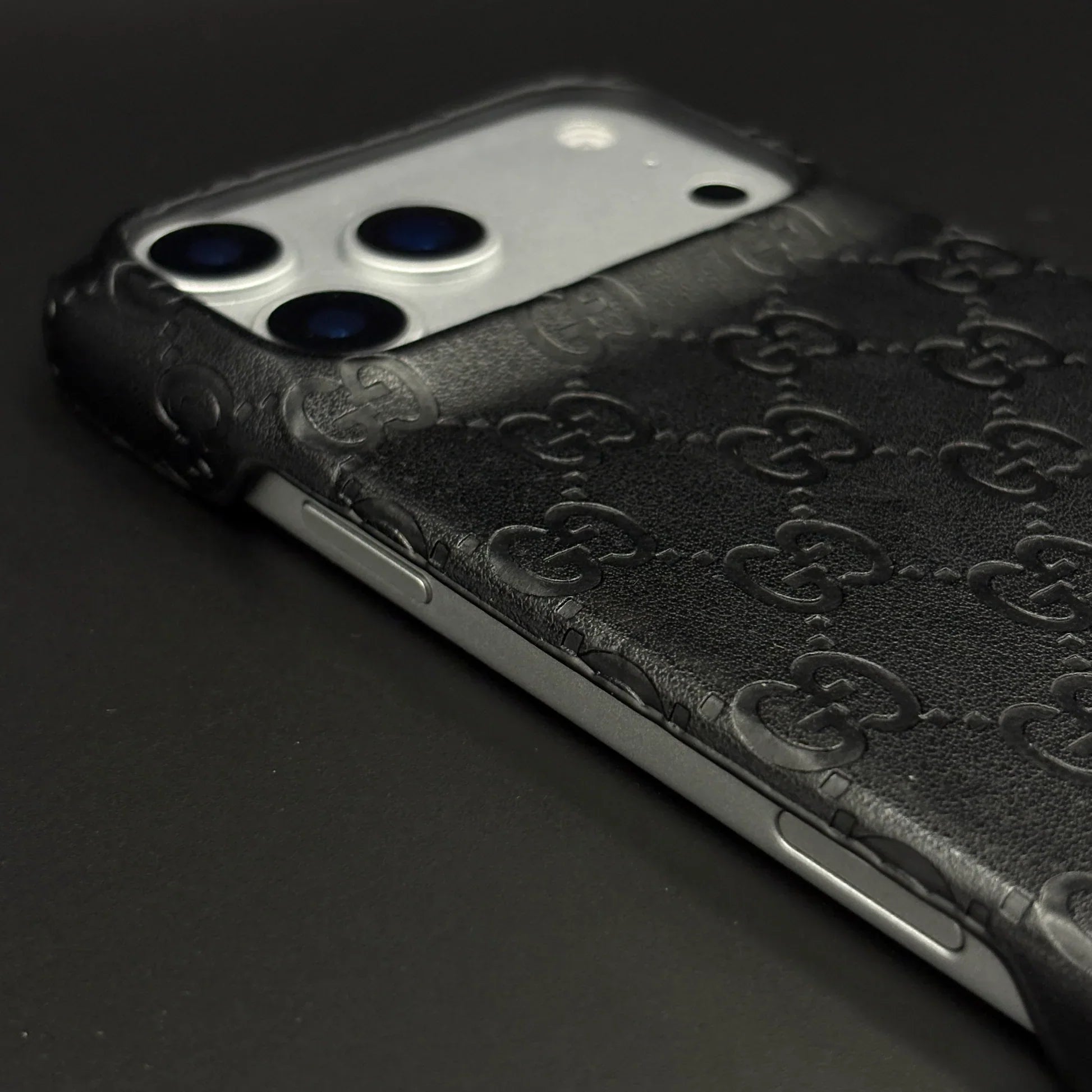 Luxury Gucci iPhone 17 Pro Max Case | GG Monogram Leather White Brown
