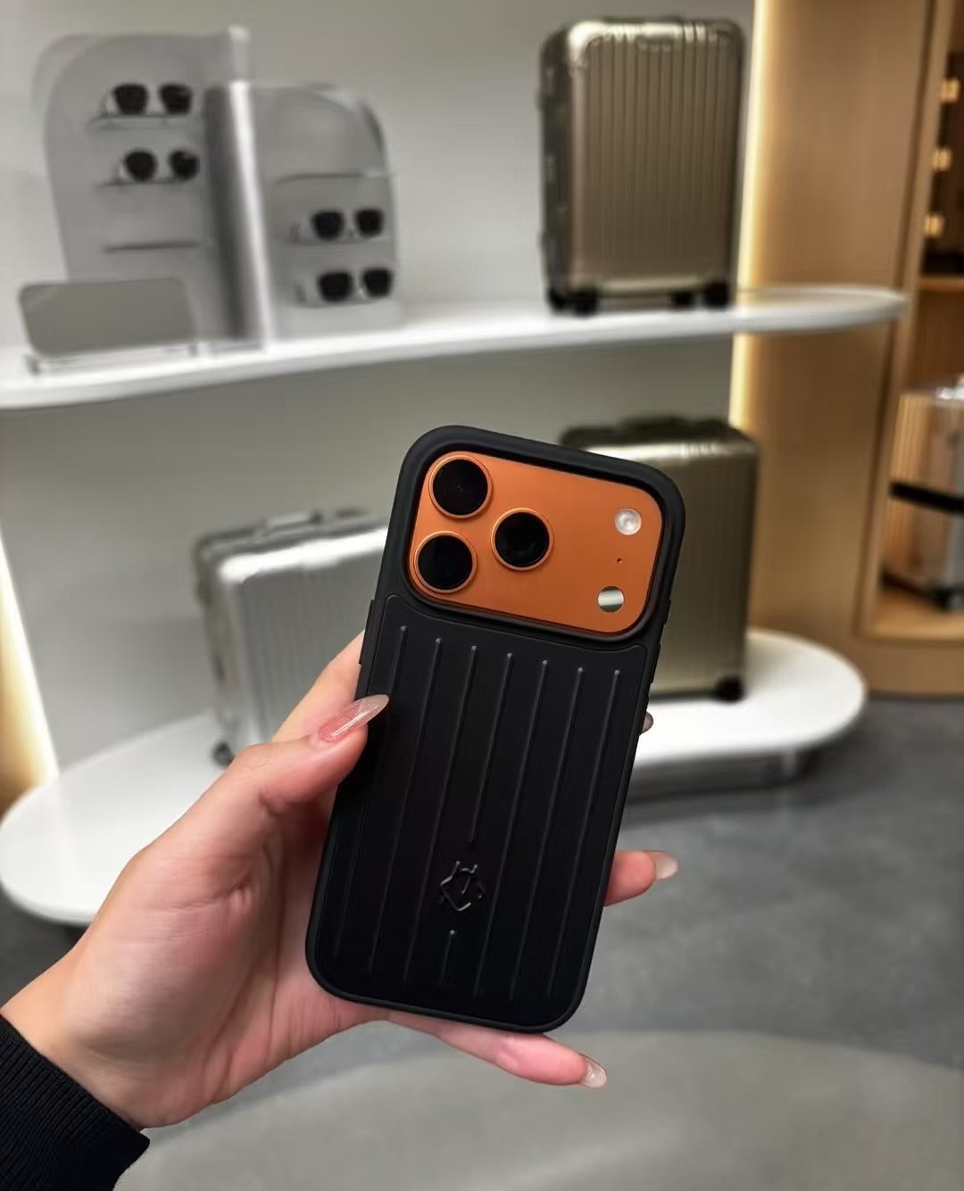Gold Rimowa iPhone 17 Pro Max Case – Luxury Travel Design