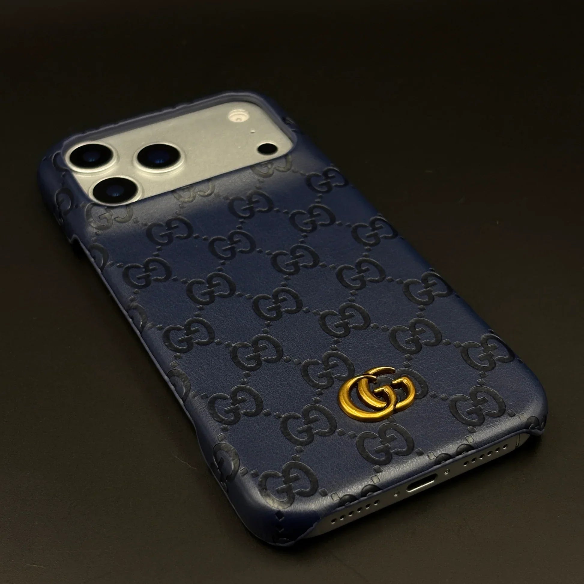 Luxury Gucci iPhone 17 Pro Max Case | GG Monogram Leather White