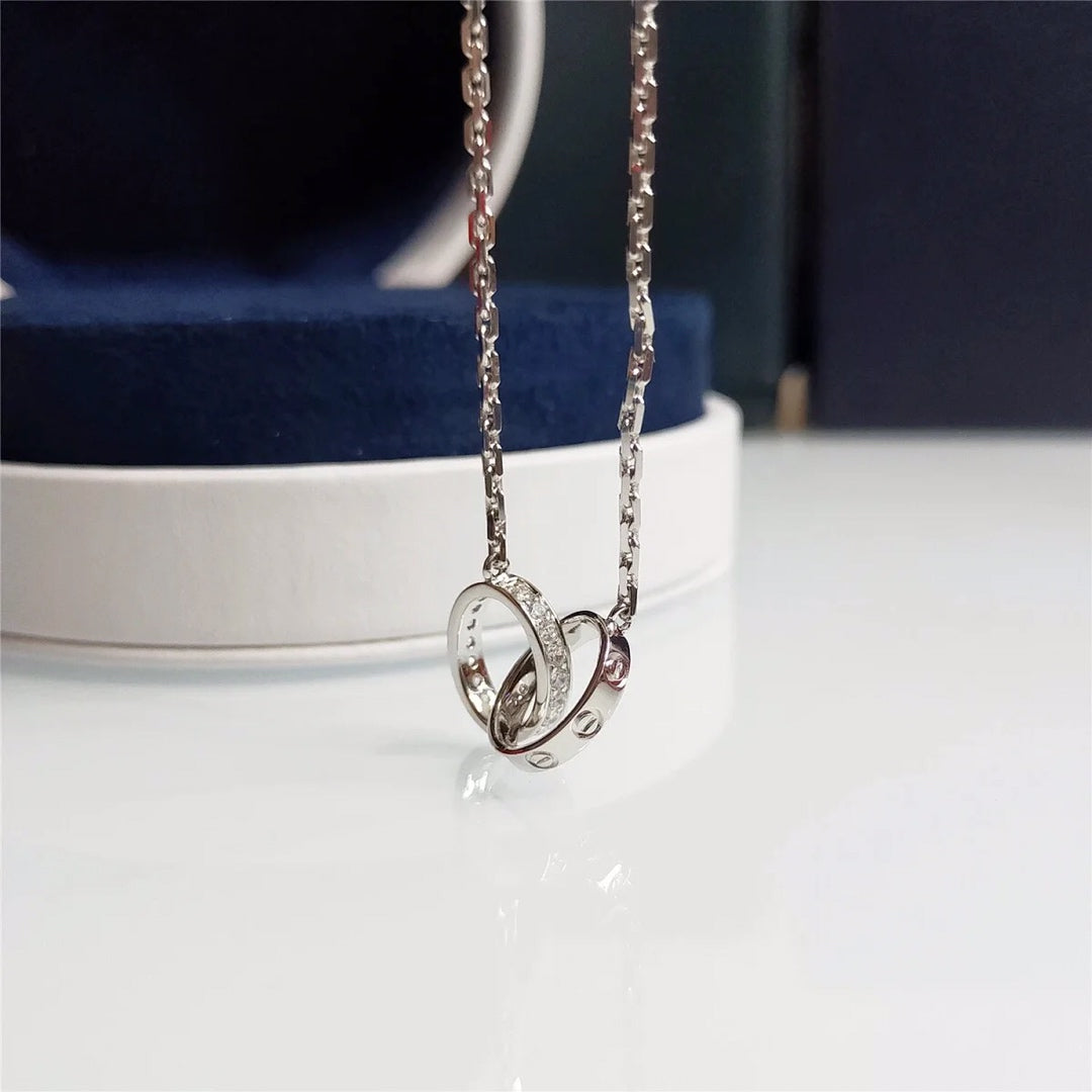 Bulgari Crystal Double Ring Necklace – Luxury Designer Jewelry – product image 4