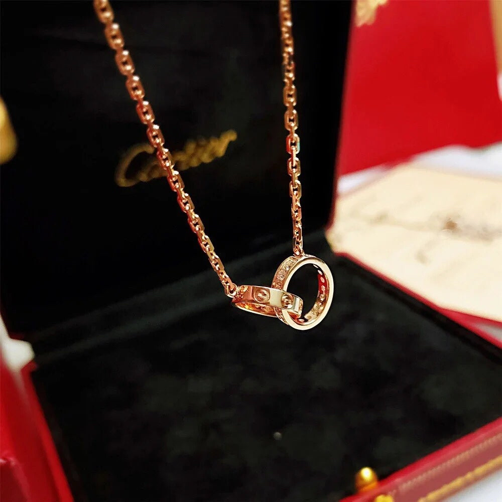 Bulgari Crystal Double Ring Necklace – Luxury Designer Jewelry – product image 7