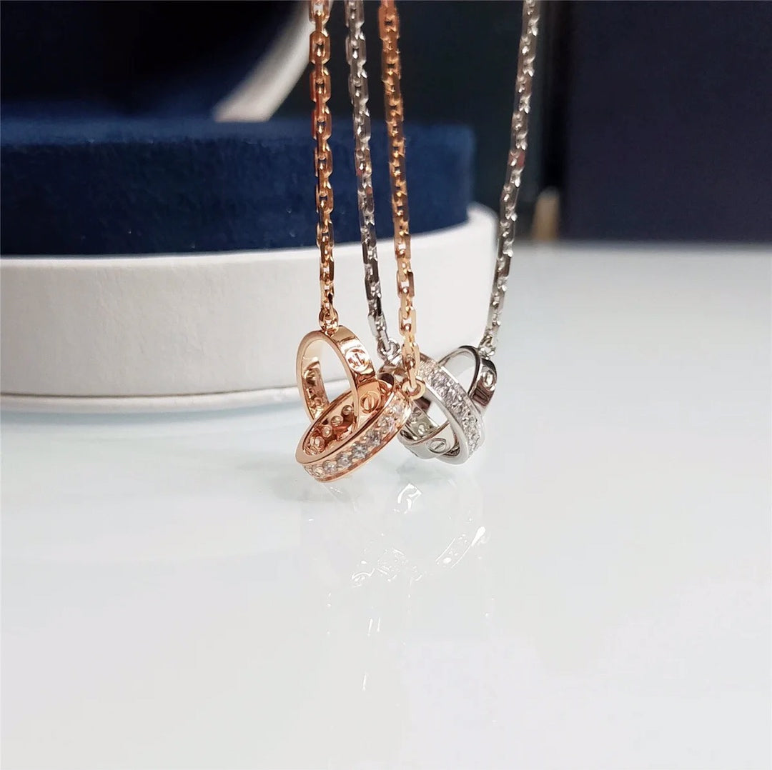 Bulgari Crystal Double Ring Necklace – Luxury Designer Jewelry – product image 9