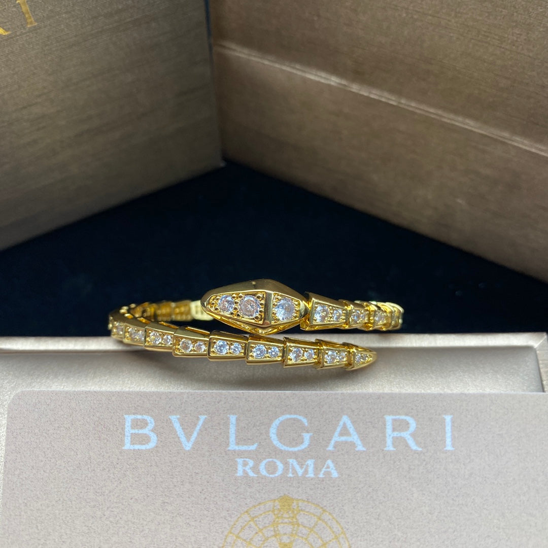 Bulgari Full Crystal Snake Bone Open Bracelet – Luxury Jewelry – product image 1
