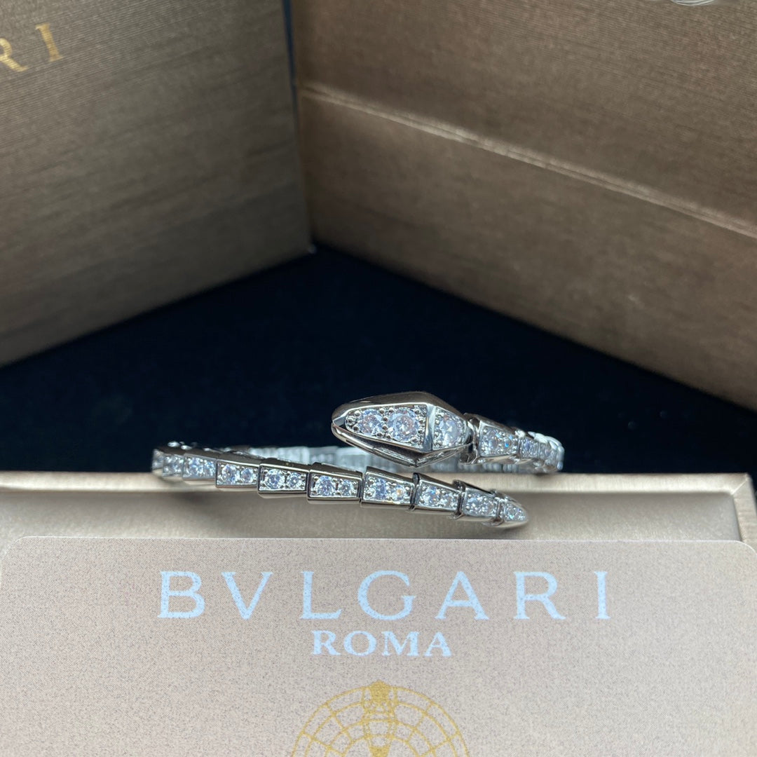 Bulgari Full Crystal Snake Bone Open Bracelet – Luxury Jewelry – product image 2
