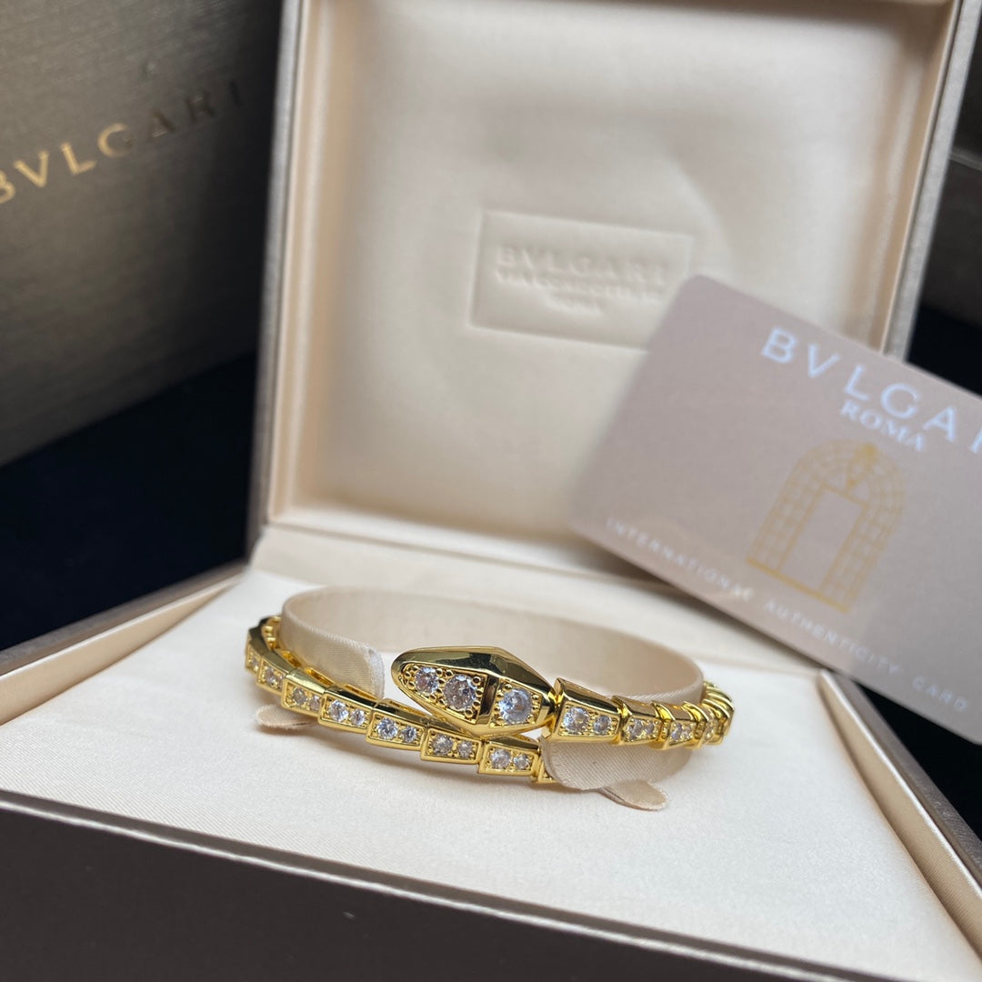 Bulgari Full Crystal Snake Bone Open Bracelet – Luxury Jewelry – product image 9