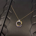 Bulgari Three-Ring Tricolor Pink Crystal Necklace – Luxury Designer Jewelry – product image 2