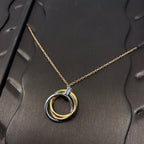 Bulgari Three-Ring Tricolor Pink Crystal Necklace – Luxury Designer Jewelry – product image 3