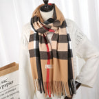 Burberry 2022 New Checked Cashmere Tassel Scarf for Women – product image 1