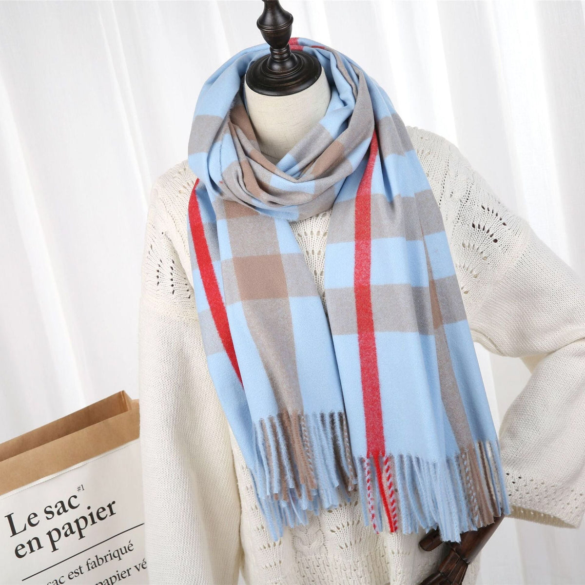 Burberry 2022 New Checked Cashmere Tassel Scarf for Women – product image 7