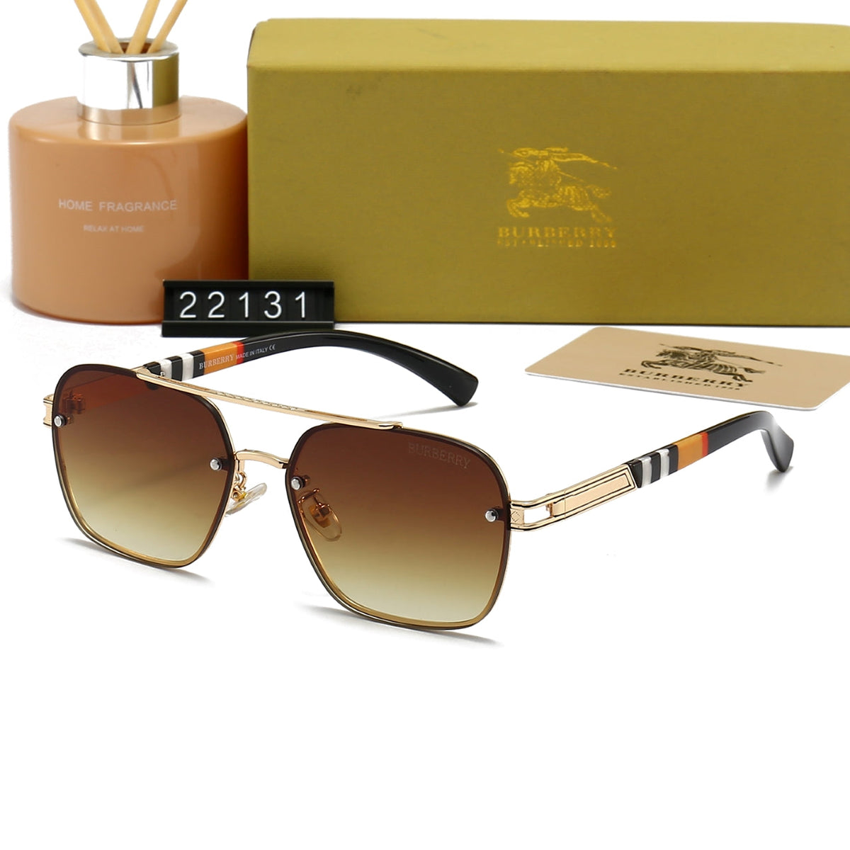 Burberry Aviator B Square Navigator Polarized Sunglasses for Unisex – product image 2