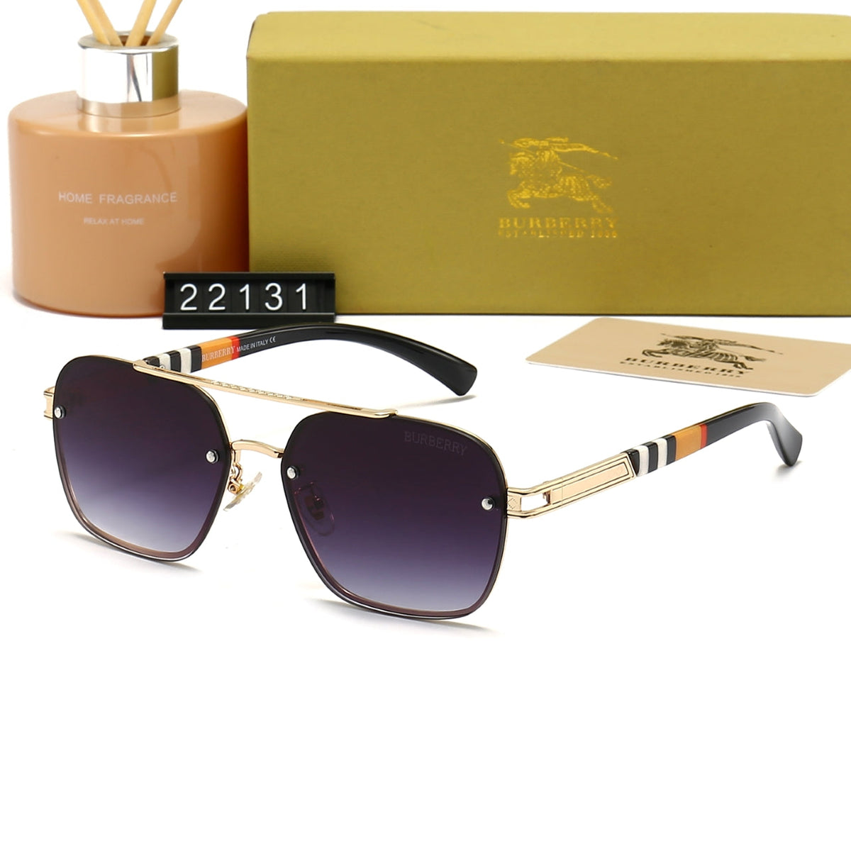 Burberry Aviator B Square Navigator Polarized Sunglasses for Unisex – product image 4