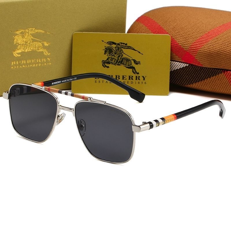 Burberry Aviator Check Double Bridge Square Polarized Sunglasses for Unisex – product image 2
