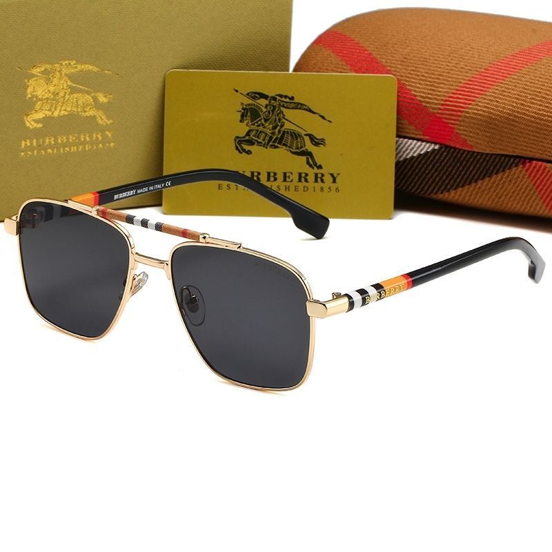 Burberry Aviator Check Double Bridge Square Polarized Sunglasses for Unisex – product image 4