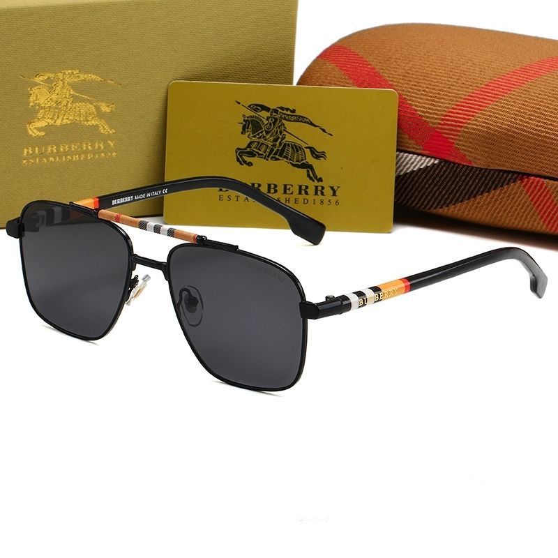 Burberry Aviator Check Double Bridge Square Polarized Sunglasses for Unisex – product image 9