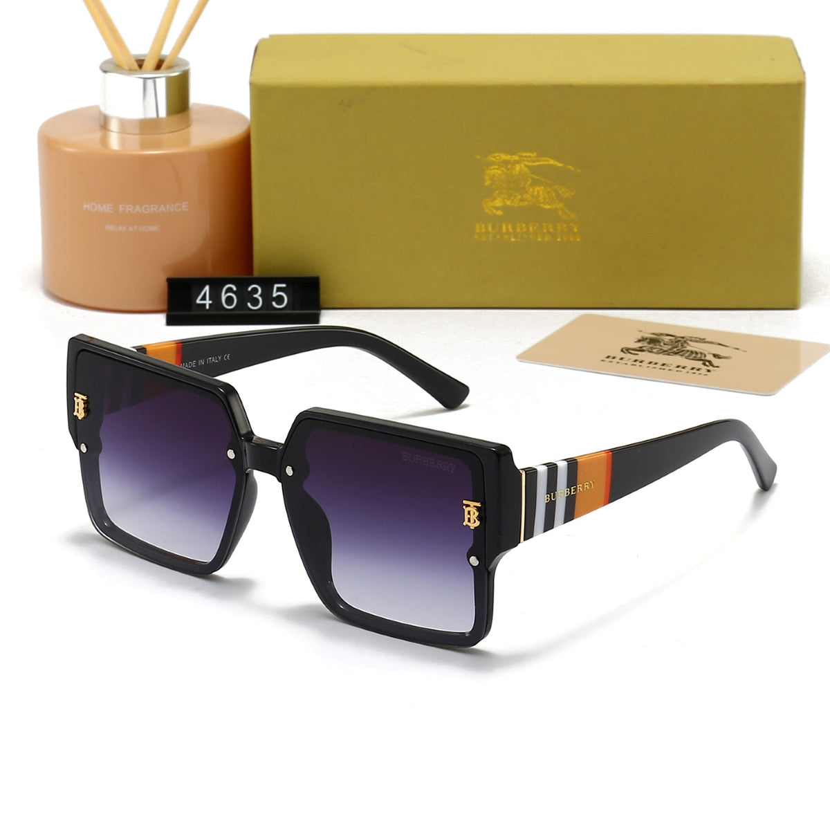 Burberry Check Temple Square Polarized Sunglasses for Unisex – product image 2