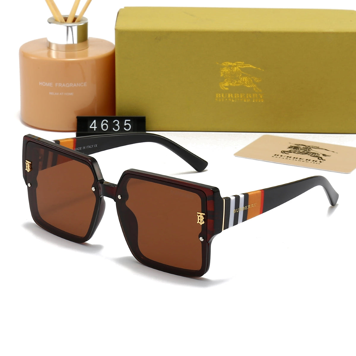 Burberry Check Temple Square Polarized Sunglasses for Unisex – product image 3