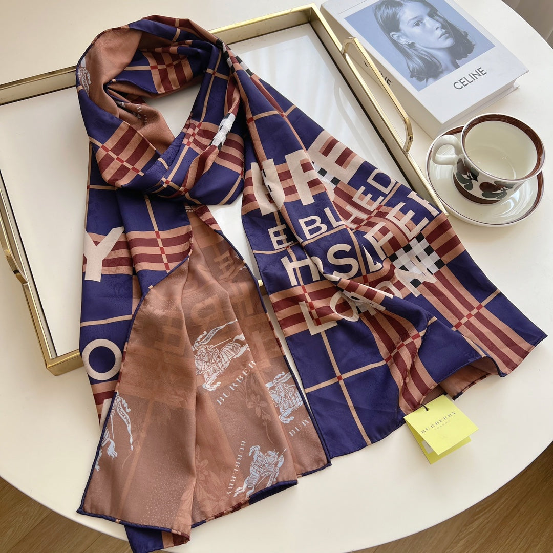 Burberry Four Color Classic Plaid Silk Scarf for Women – product image 4