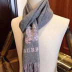 Burberry Solid Monogram Fringed Wool Scarf for Women – product image 11