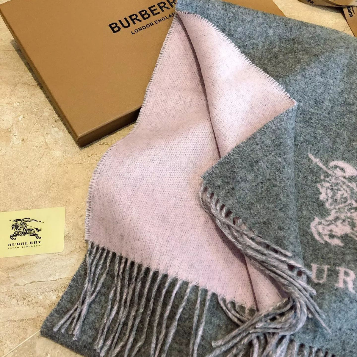 Burberry Solid Monogram Fringed Wool Scarf for Women – product image 12