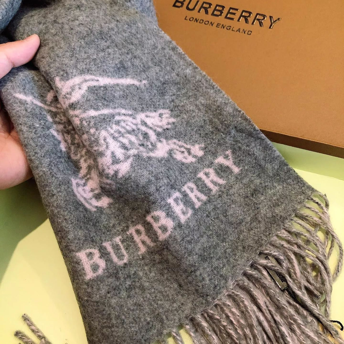 Burberry Solid Monogram Fringed Wool Scarf for Women – product image 13