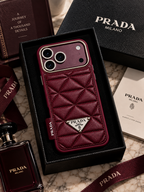 Luxury Burgundy quilted phone case for iPhone 18 Pro Max – product styling view