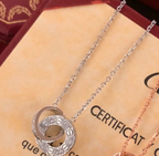 Cartier LOVE Crystal-Set Double Ring Necklace – Luxury Designer Jewelry – product image 3
