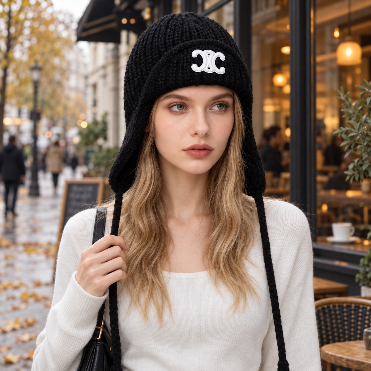 Celine logo knit earflap hat photo 4
