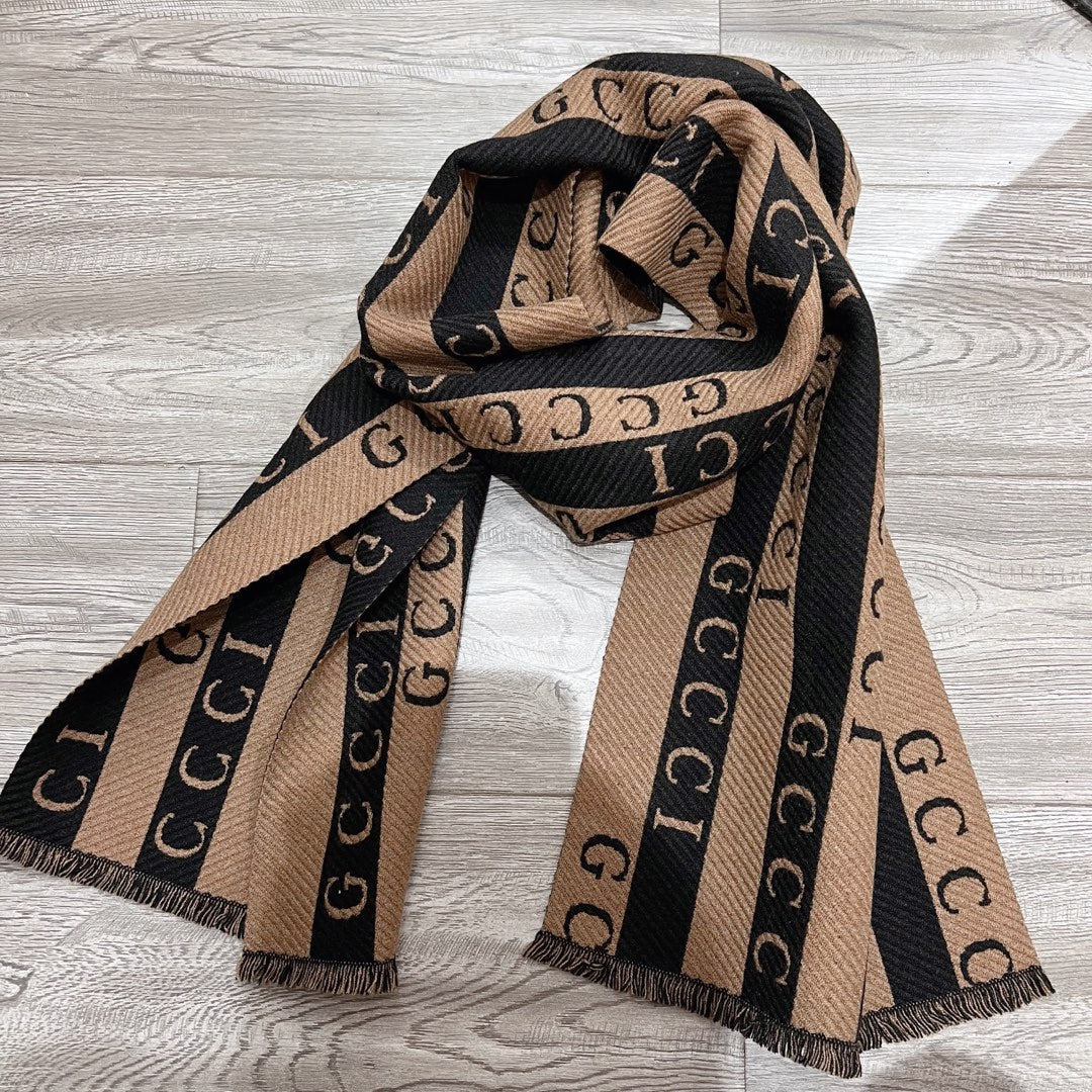 Celine Wool Striped Colorblock Jacquard Letter Scarf for Women – product image 3