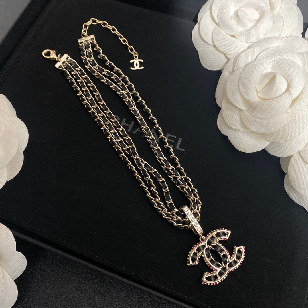 Chanel 3-Layer Leather Letter Pendant Necklace – Luxury Designer Jewelry – product image 3