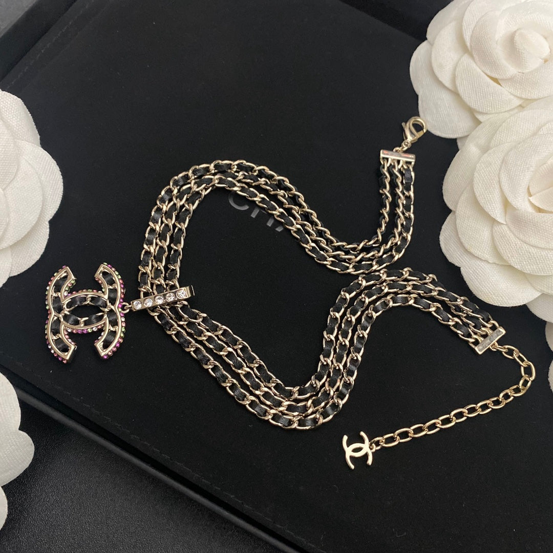 Chanel 3-Layer Leather Letter Pendant Necklace – Luxury Designer Jewelry – product image 5