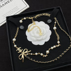 Chanel Bow Double Layer Pearl Necklace – Luxury Designer Jewelry – product image 2