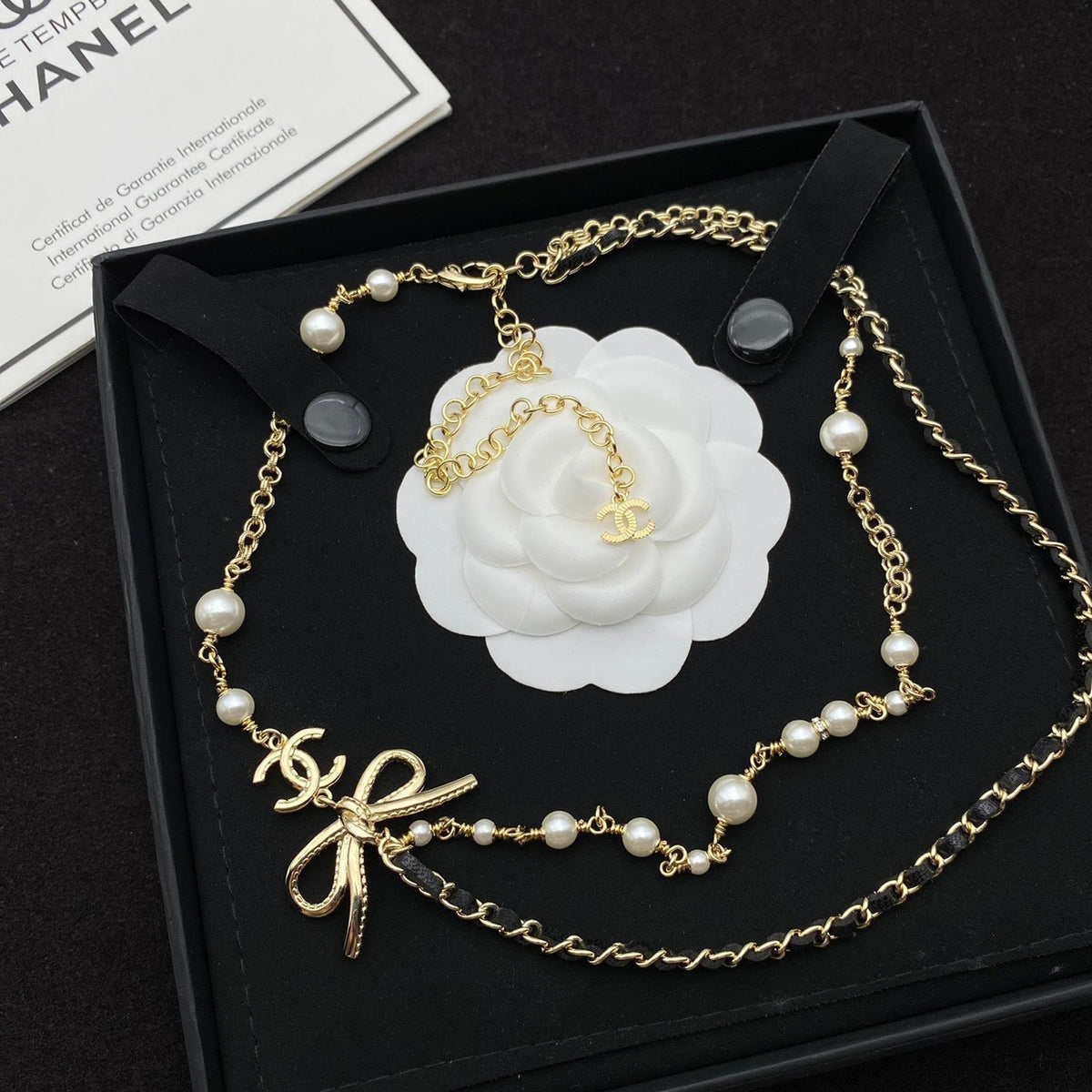 Chanel Bow Double Layer Pearl Necklace – Luxury Designer Jewelry – product image 2