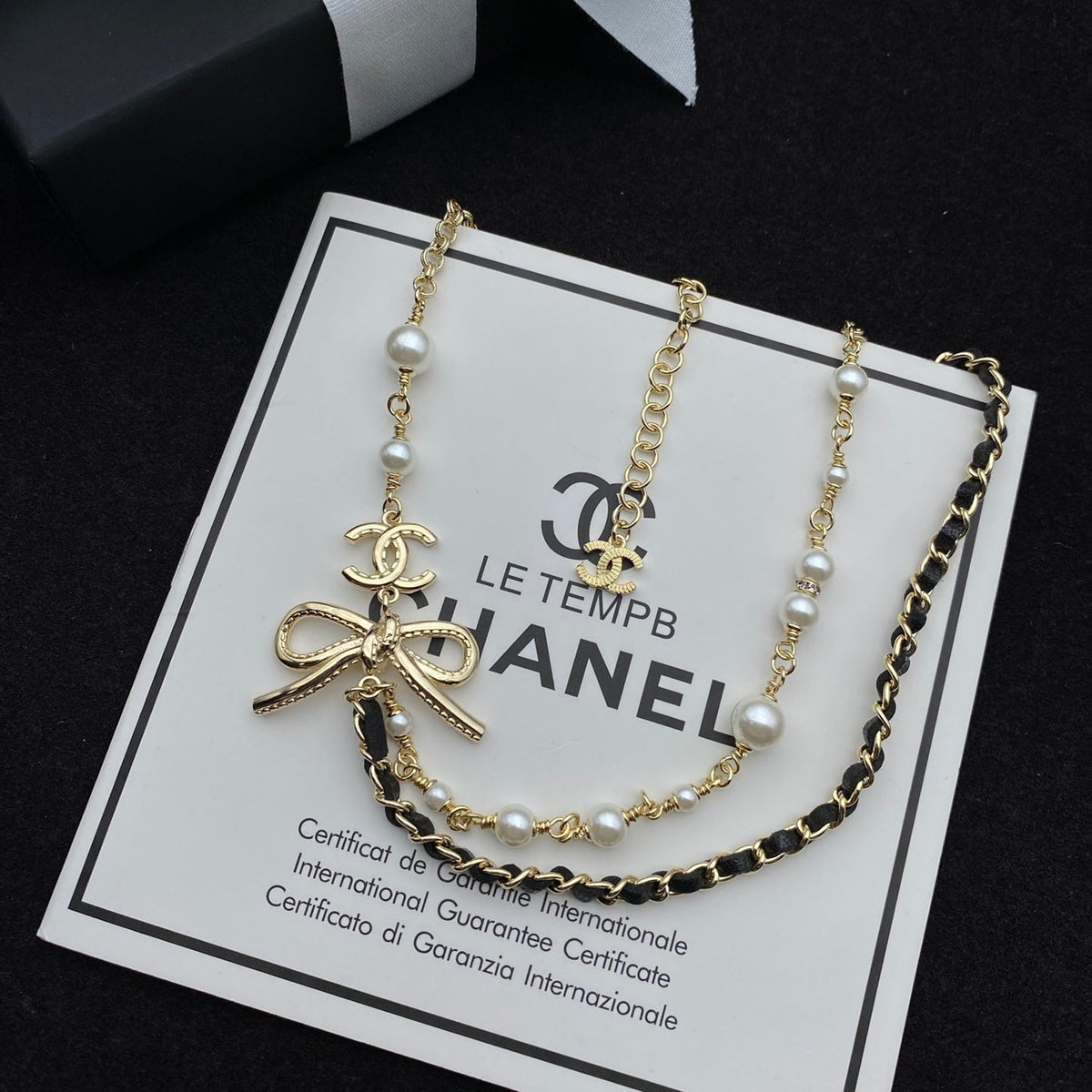Chanel Bow Double Layer Pearl Necklace – Luxury Designer Jewelry – product image 3