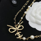 Chanel Bow Double Layer Pearl Necklace – Luxury Designer Jewelry – product image 4